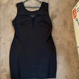 Plus size black mesh cutout dress